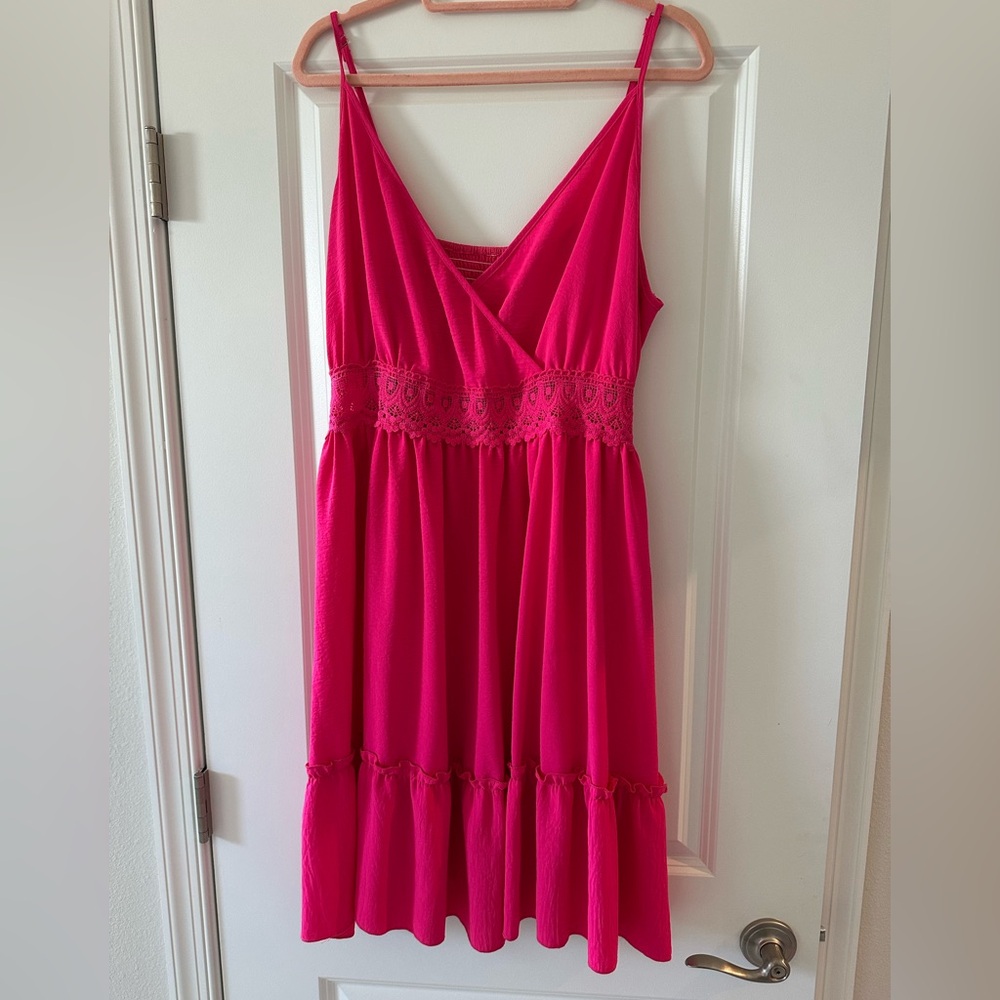 SHEIN Hot Pink Curve 2XL Ruffled Top